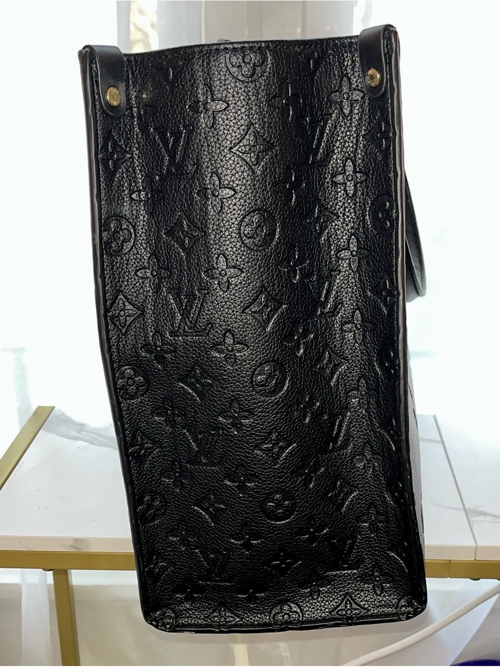 Black Embossed Monogram Logo Carryall Tote Bag - Picture 7 of 12
